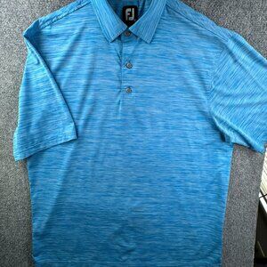 Footjoy Men's Golf Shirt Short Sleeve Blue Heathered XL Stretch Pullover Adult *